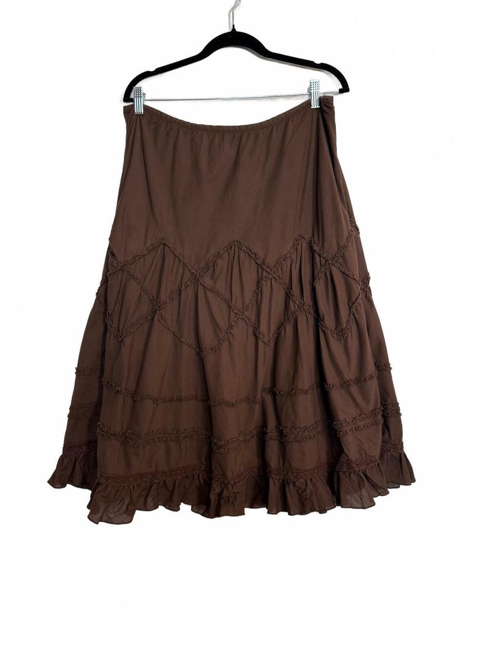 Brown  y2k cottagecore Ruffled Midi Skirt